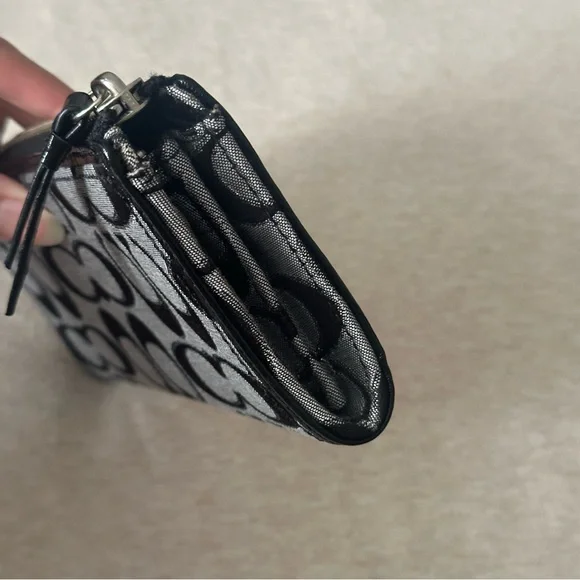 Coach Signature Black and Gray Zip Wallet - Picture 6 of 8